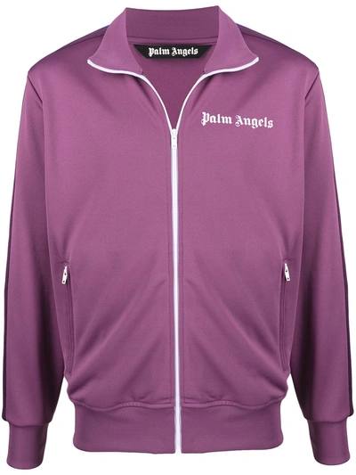 Shop Palm Angels Striped Sleeve Track Jacket In Purple