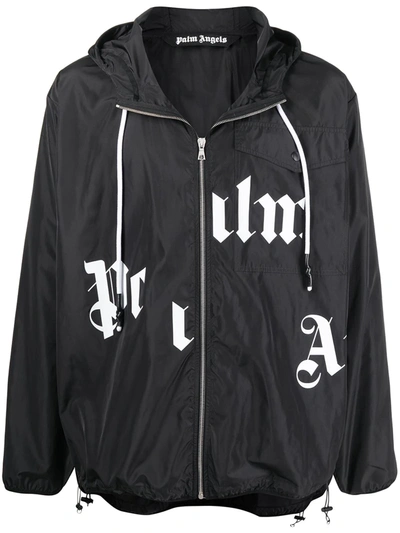 Shop Palm Angels Logo Print Zip-up Jacket In Black