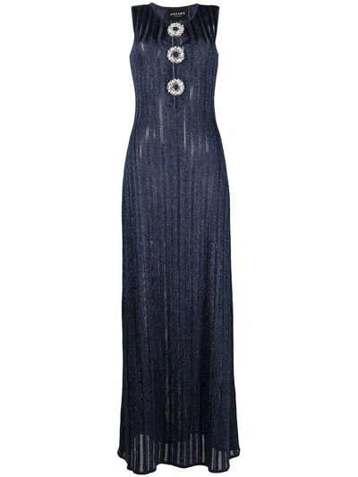 Shop Azzaro Gemstone-detailed Cut-out Long Dress In Blue