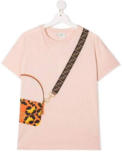 Shop Fendi Teen Bag-print T-shirt In Pink