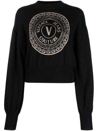 Shop Versace Jeans Couture Logo Print Jumper In Black