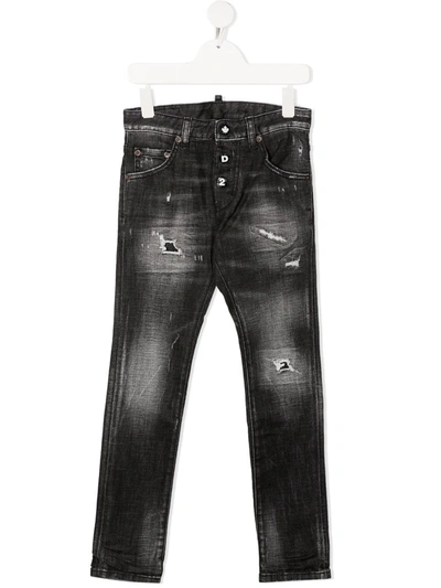 Shop Dsquared2 Distressed Skinny Jeans In Black