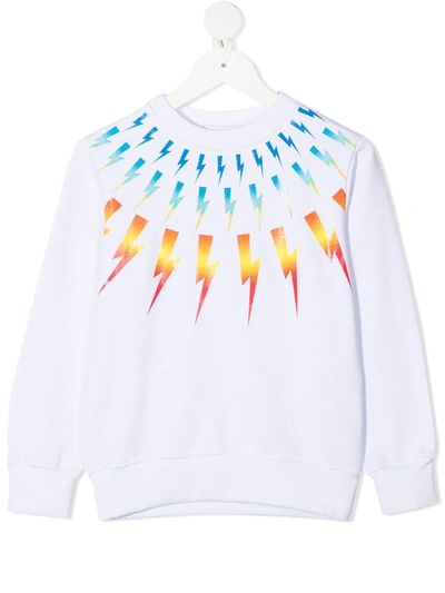 Shop Neil Barrett Lightning Bolt-print Sweatshirt In White