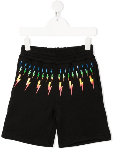 Shop Neil Barrett Thunderbolt Shorts In Black