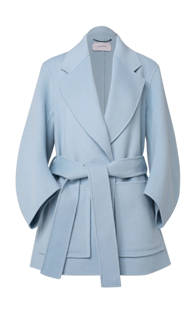 Shop Dorothee Schumacher Women's Exciting Volumes Belted Wool-blend Jacket In Blue,neutral