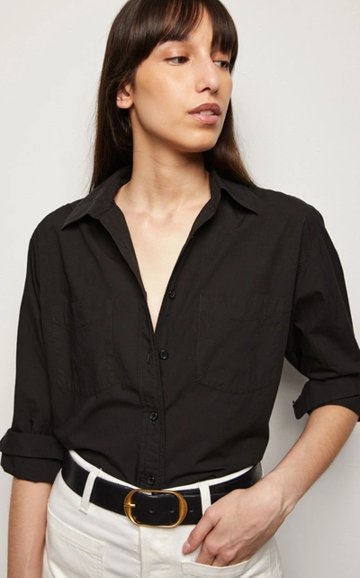 Shop Nili Lotan Women's Kelsey Cotton Poplin Shirt In Black