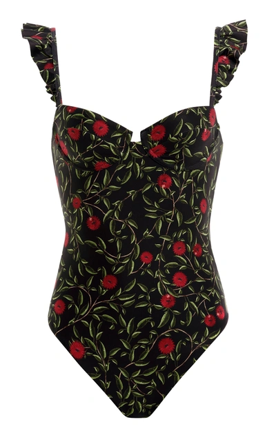 Shop Agua By Agua Bendita Women's Ajonjoli Ruffled Hedera-print One-piece Swimsuit In Multi