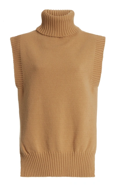 Shop The Frankie Shop Women's Sleeveless Wool-blend Turtleneck Top In Neutral,brown