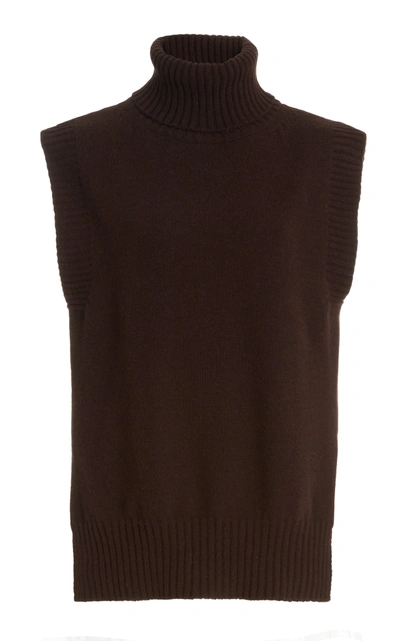 Shop The Frankie Shop Women's Sleeveless Wool-blend Turtleneck Top In Neutral,brown