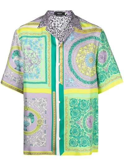 Shop Versace Barocco Mosaic-print Shirt In Purple