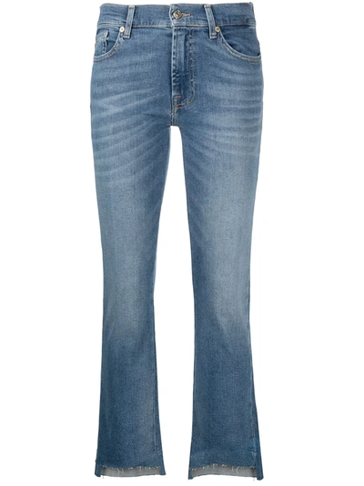 Shop 7 For All Mankind Cropped Kick-flare Jeans In Blue