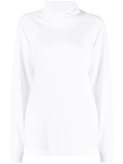 Shop Alyx Logo-print Roll Neck Sweatshirt In White