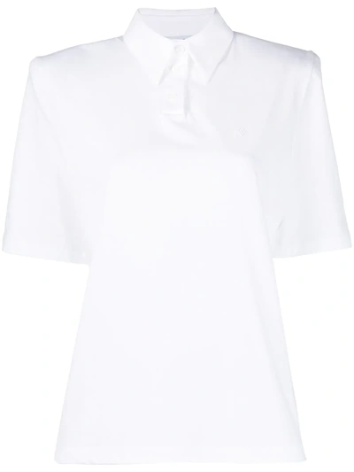 Shop Attico Astrid Cotton Polo Blouse In White