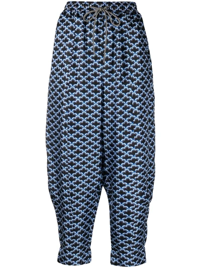 Shop Odeeh Scalloped-print Haram Trousers In Blue