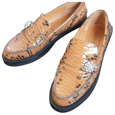 Pre-owned Ganni Orange Patent Leather Flats