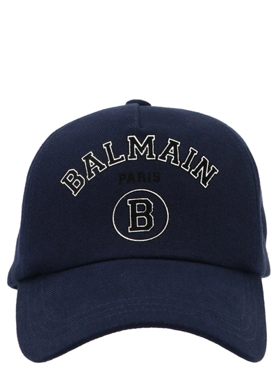 Shop Balmain Cap In Blue