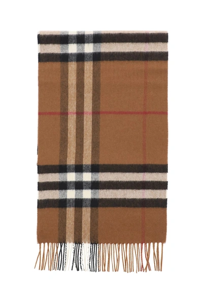 Shop Burberry Giant Check Scarf In Birch Brown (brown)