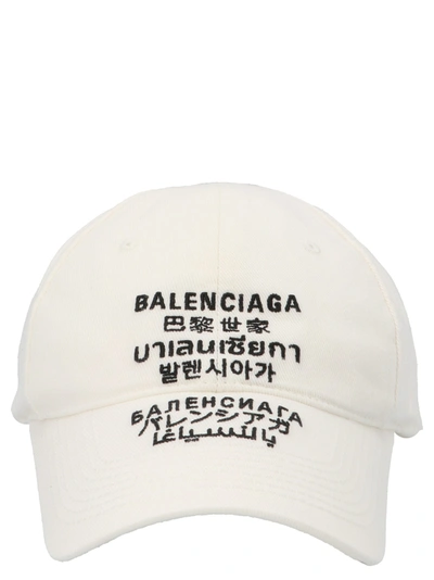 Shop Balenciaga Multilanguages Cap In White