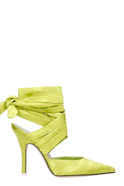 Shop Attico Sandals In Green Satin