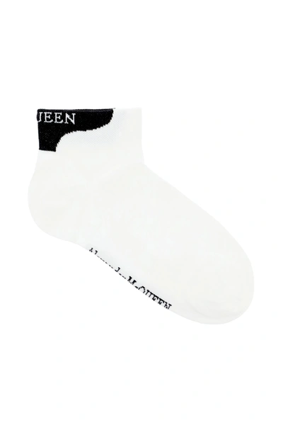 Shop Alexander Mcqueen Branding Socks In White Black (white)