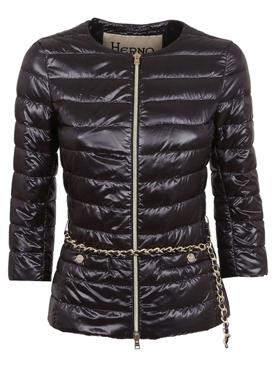 Shop Herno Cropped Sleeve Down Jacket In Nero