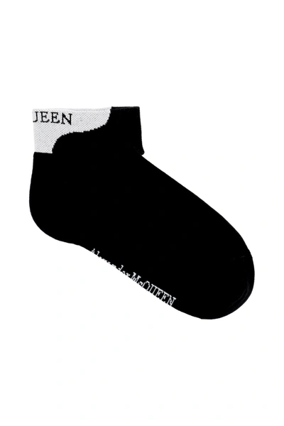 Shop Alexander Mcqueen Branding Socks In Black White (black)