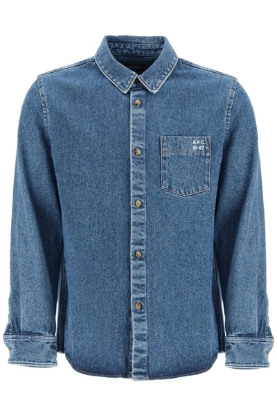 Shop A.p.c. Victor Denim Shirt In Bleu Clair (blue)