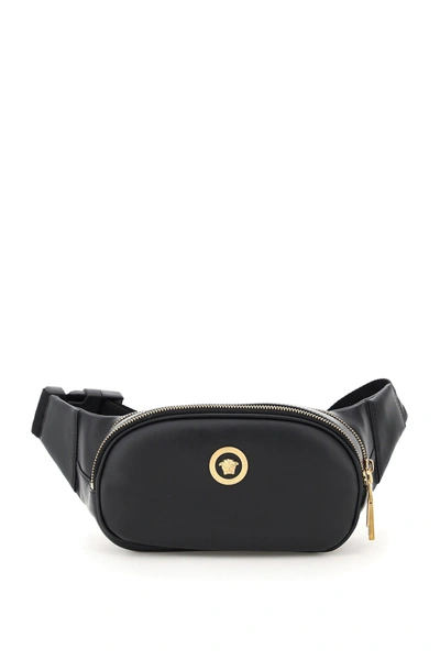 Shop Versace Medusa Leather Belt Bag In Nero Oro Caldo (black)