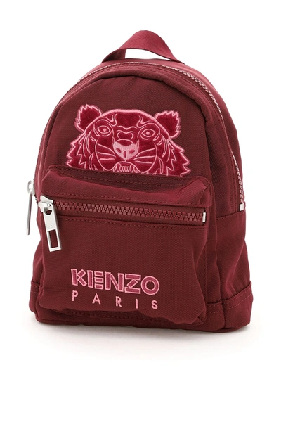 Shop Kenzo Mini Kampus Tiger Velvet Backpack In Carmine (red)