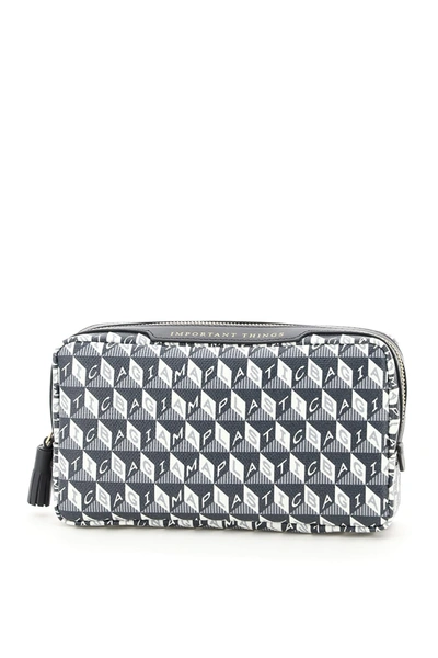 Shop Anya Hindmarch Pouch I Am A Plastic Bag Important Things In Charcoal (grey)