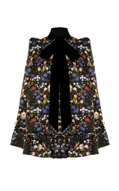 Shop The Vampire's Wife Women's The Confessional Floral Silk Cape In Black,white