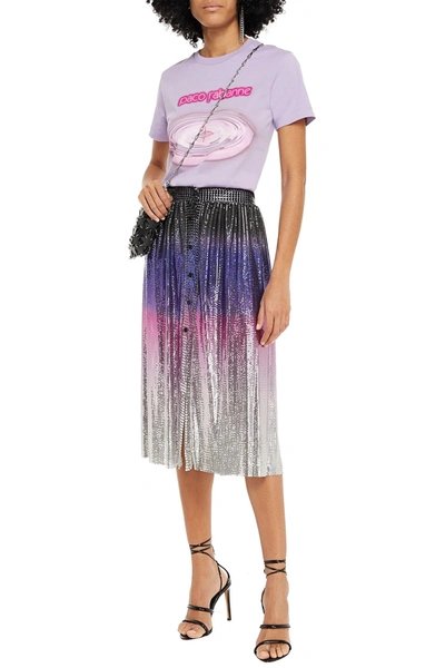 Shop Paco Rabanne Printed Cotton-jersey T-shirt In Lavender