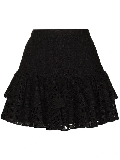 Shop Charo Ruiz Natalie Broderie-anglaise Mini Skirt In Black