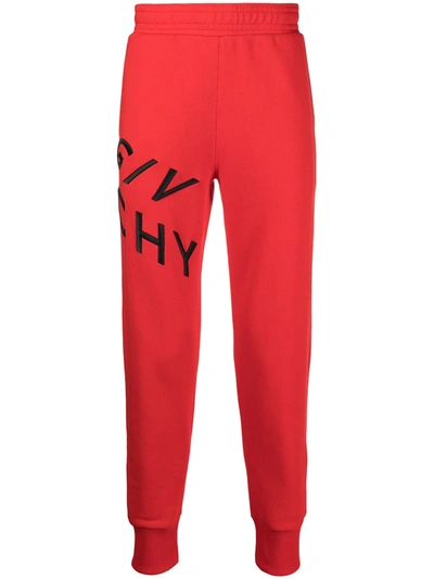 Shop Givenchy Embroidered-logo Track Pants In Red