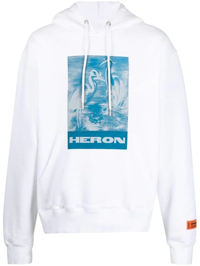Shop Heron Preston Logo-print Organic Cotton Hoodie In White