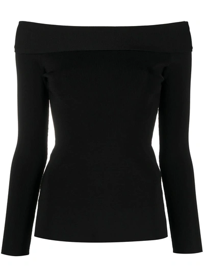 Shop Victoria Beckham Off-shoulder Long-sleeve Top In Black