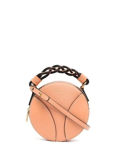 Shop Chloé Mini Daria Round Bag In Neutrals