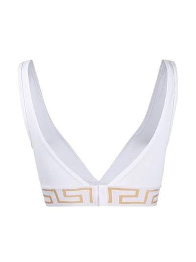 Versace Greca-border Stretch-cotton Jersey Bra In White