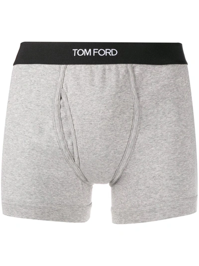 Shop Tom Ford Logo Waist Boxers In Grey