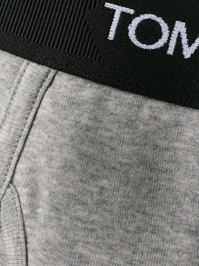 Shop Tom Ford Logo Waist Boxers In Grey
