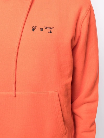 Shop Off-white Logo-embroidered Hoodie In Orange