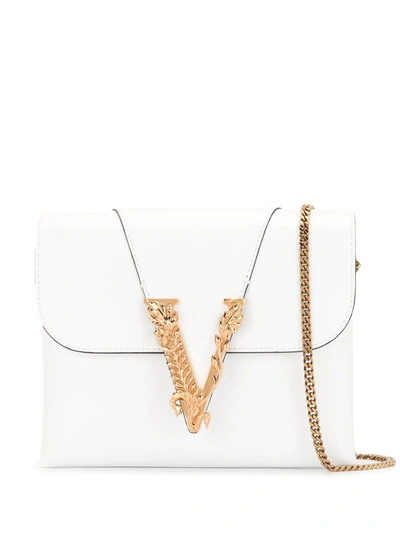 Shop Versace Virtus Clutch Bag In White
