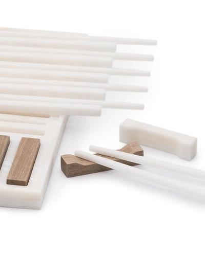Shop Brunello Cucinelli Wood Chopstick Set In White