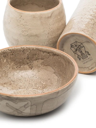 Shop Brunello Cucinelli Glazed-finish Ceramic Bowl And Tumbler Set In Neutrals