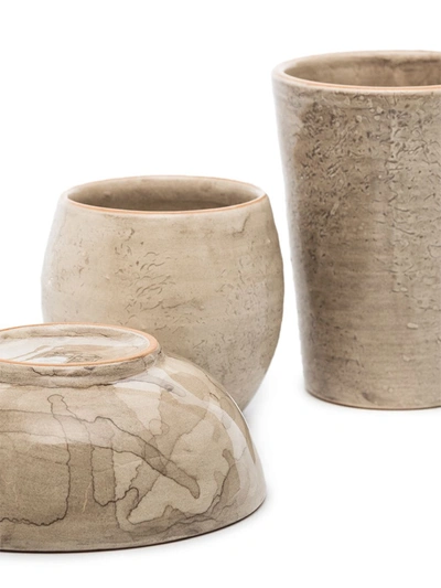 Shop Brunello Cucinelli Glazed-finish Ceramic Bowl And Tumbler Set In Neutrals