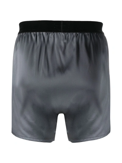 Shop Tom Ford Logo-waistband Silk-blend Boxer Shorts In Grey