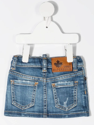 Shop Dsquared2 Distressed Denim Skirt In Blue