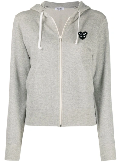 Shop Comme Des Garçons Play Cotton Hoodie In Grey