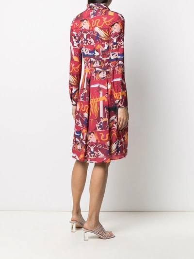 Shop Alessandro Enriquez Graphic-print Belted Shirt Dress In Multicolor