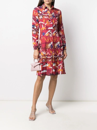 Shop Alessandro Enriquez Graphic-print Belted Shirt Dress In Multicolor